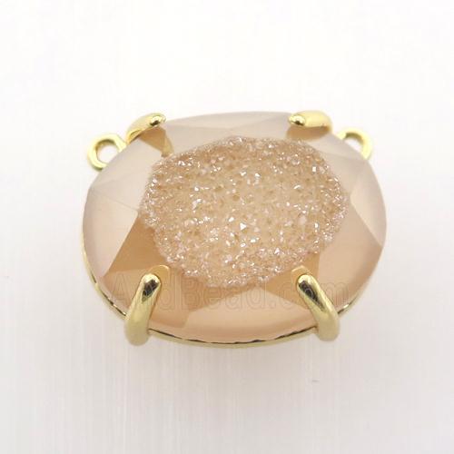 champagne Agate Druzy oval pendant