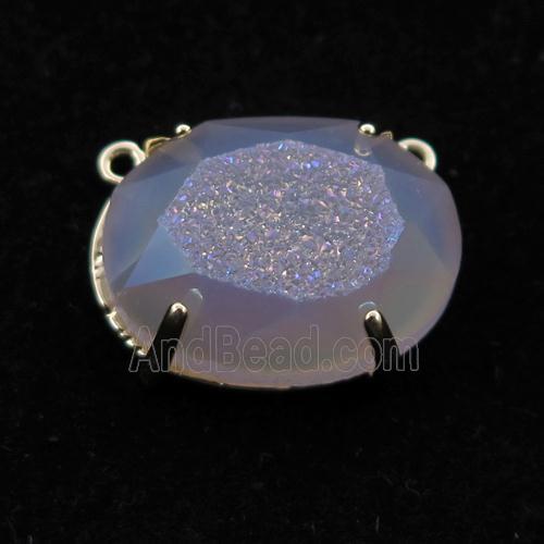 white AB-color Agate Druzy oval pendant