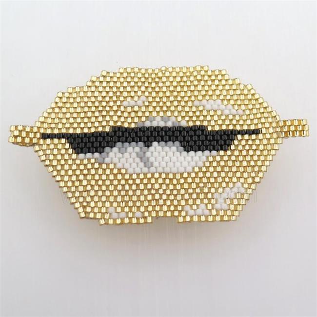 Handcraft connector with seed glass beads, golden