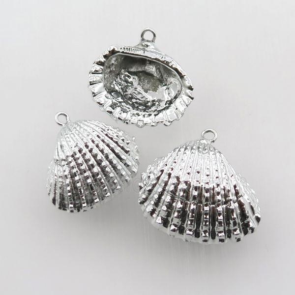 conch shell pendant, silver plated