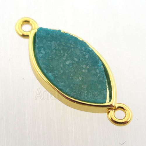 blue agate druzy eye connector, gold plated