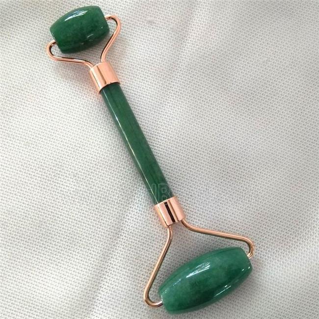 green Aventurine Roller GuaSha Massage Tools, rose gold