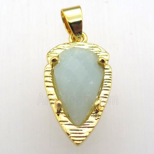 Chinese Amazonite teardrop pendant, gold plated