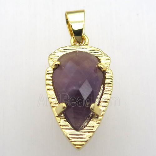 purple Amethyst teardrop pendant, gold plated