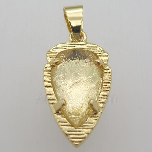 clear quartz crystal teardrop pendant, gold plated