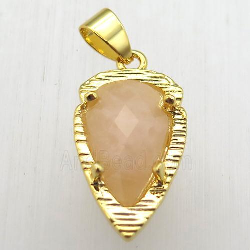 rose quartz teardrop pendant, gold plated