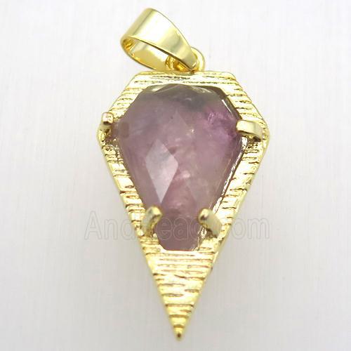 lt.purple amethyst teardrop pendant, gold plated