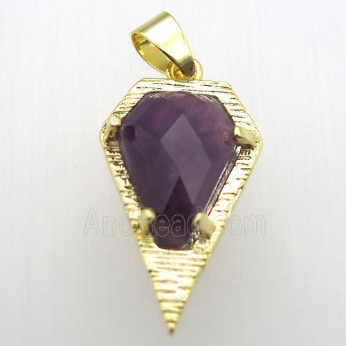 amethyst teardrop pendant, gold plated