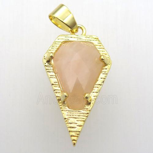 rose quartz teardrop pendant, gold plated