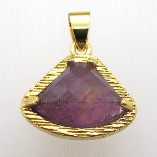 amethyst fan pendant, gold plated
