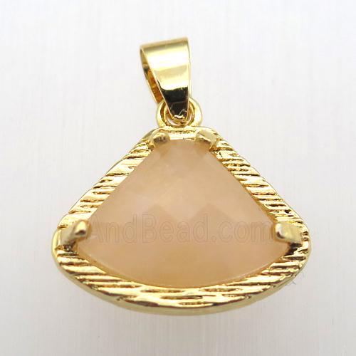 rose quartz fan pendant, gold plated