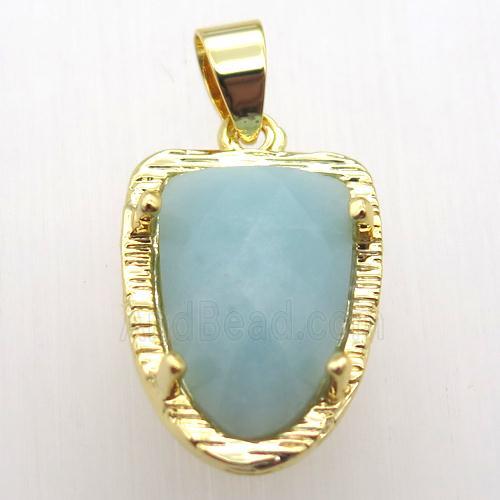 amazonite tongue pendant, gold plated