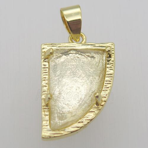 clear quartz horn pendant, gold plated