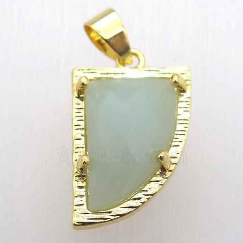 amazonite horn pendant, gold plated