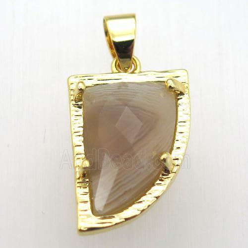 botswana agate horn pendant, gold plated
