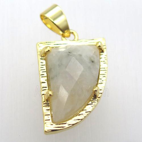 white moonstone horn pendant, gold plated