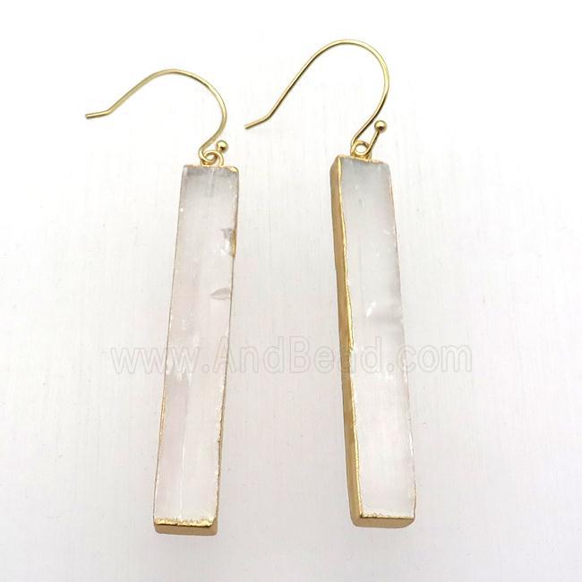 white Calcite Earring, rectangle, gold plated