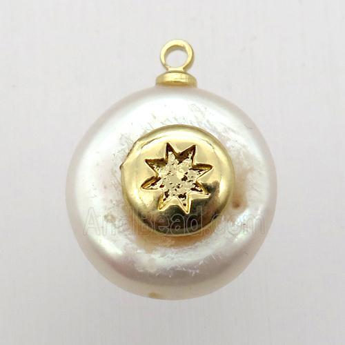 Natural pearl pendant with northstar