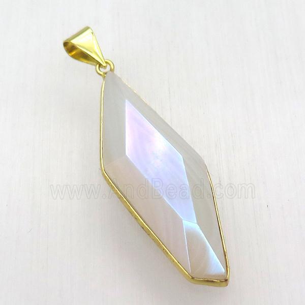 white Agate pendant, AB color electroplated