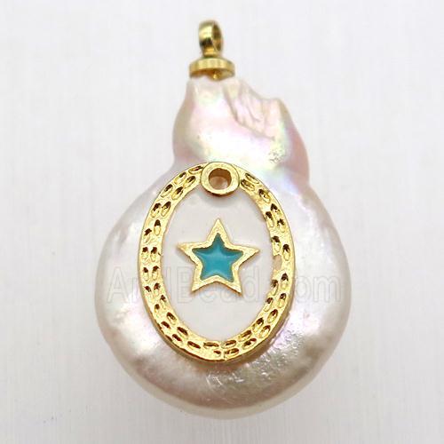 Natural pearl pendant with star