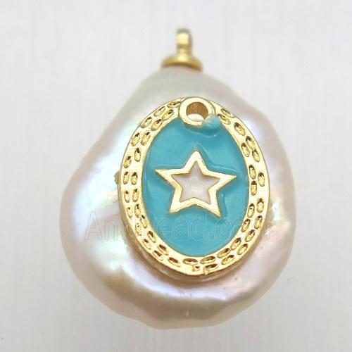 Natural pearl pendant with star