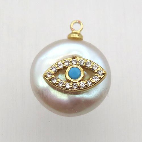 Natural pearl pendant with zircon, eye