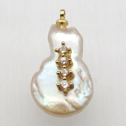 Natural pearl pendant with zircon
