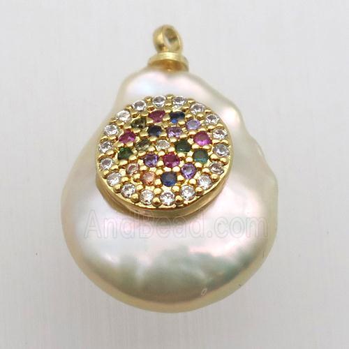 Natural pearl pendant with zircon