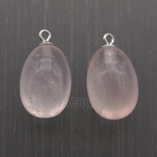 Rose Quartz egg pendant with 925 silver bail