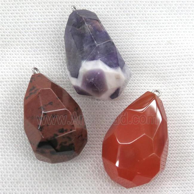 Mixed Gemstone pendant, freeform