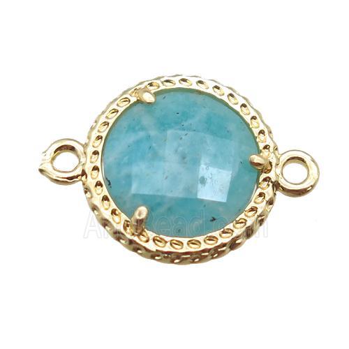 green Amazonite circle connector, gold plated
