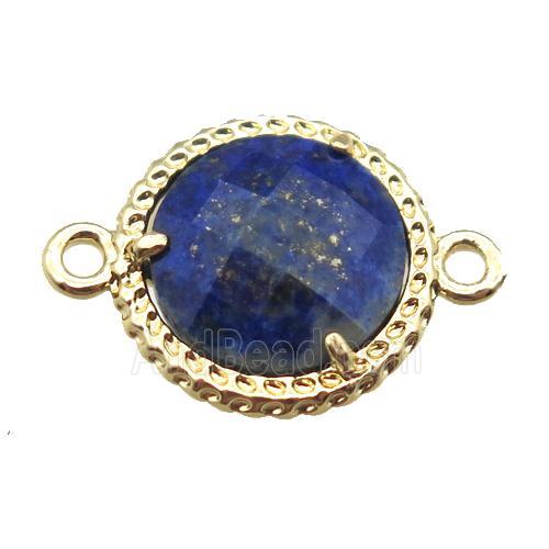 blue Lapis circle connector, gold plated