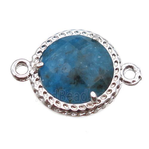blue Apatite circle connector, platinum plated