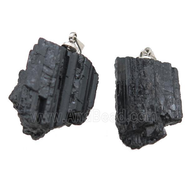 black Tourmaline nugget pendant, freeform