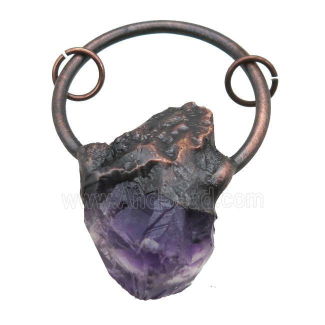 Amethyst nugget pendant, freeform, antique red