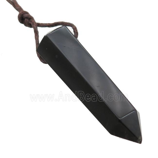 black onyx agate bullet pendant