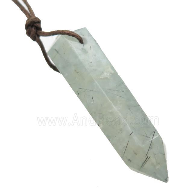 green Prehnite bullet pendant