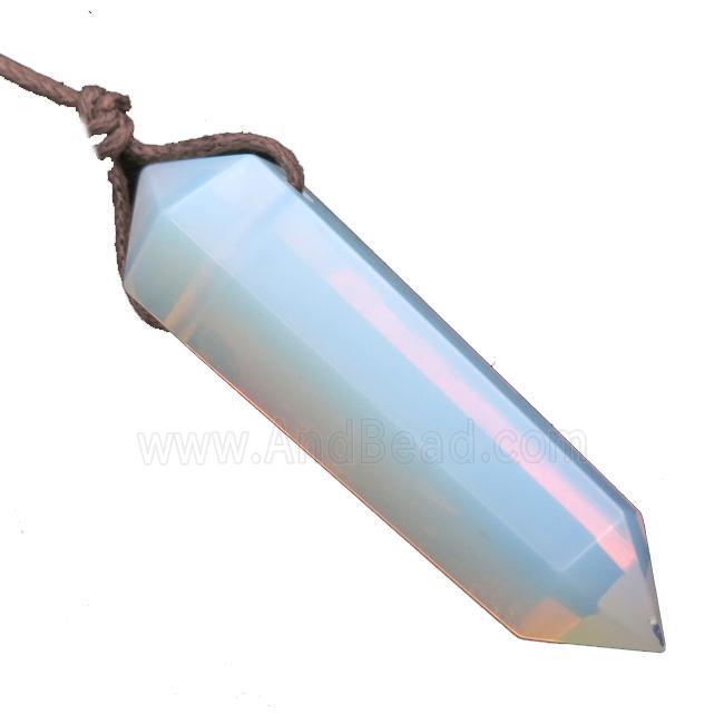 white Opalite bullet pendant
