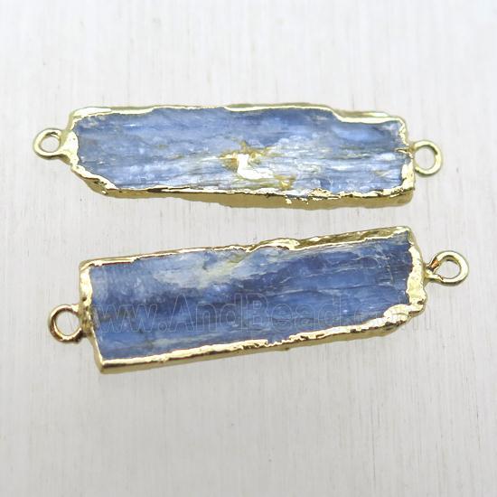 blue kyanite rectangle connector, gold plated
