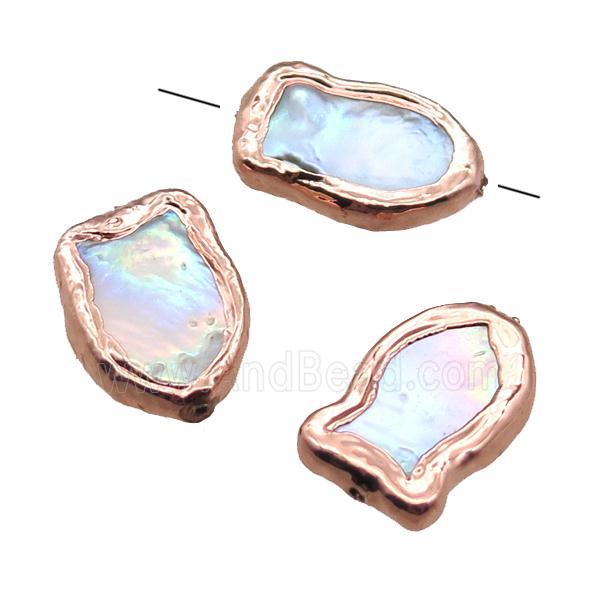 natural pearl beads, fish, rose egold
