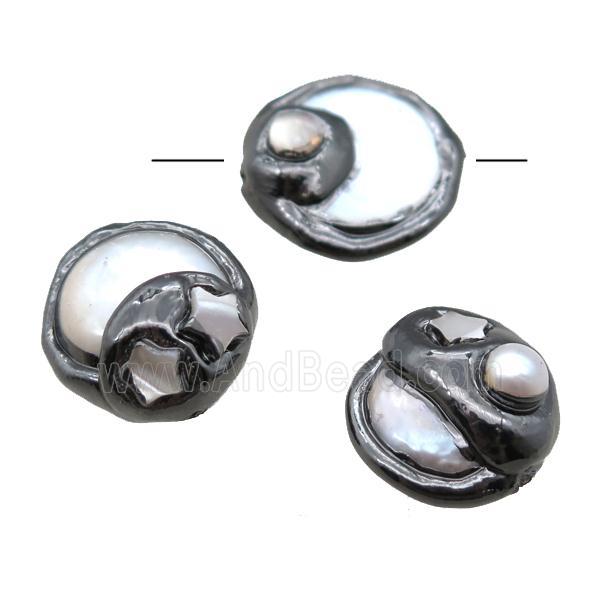 natural pearl beads, black plated