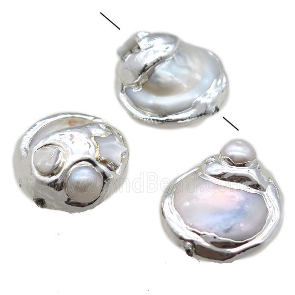 natural pearl beads, silver plated