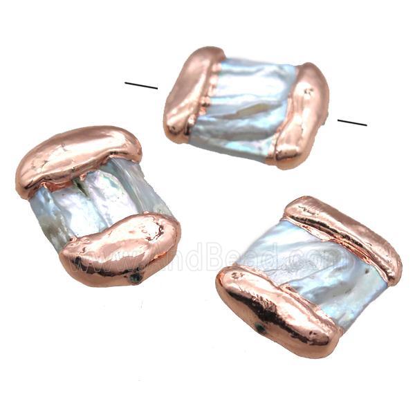natural pearl beads, rose gold