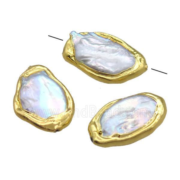 natural pearl beads, slice, gold plated
