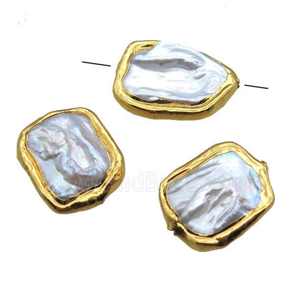 natural pearl beads, gold plated
