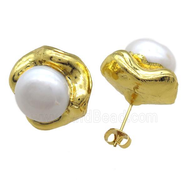 natural pearl studs Earrings, gold plated