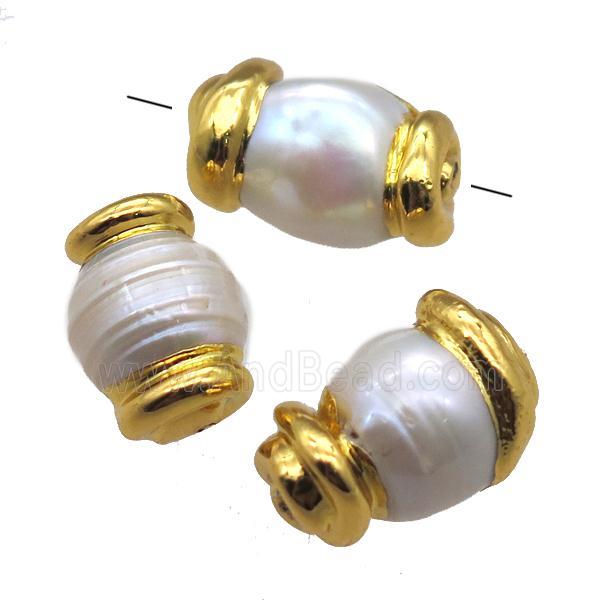 natural pearl beads, freeform, gold plated