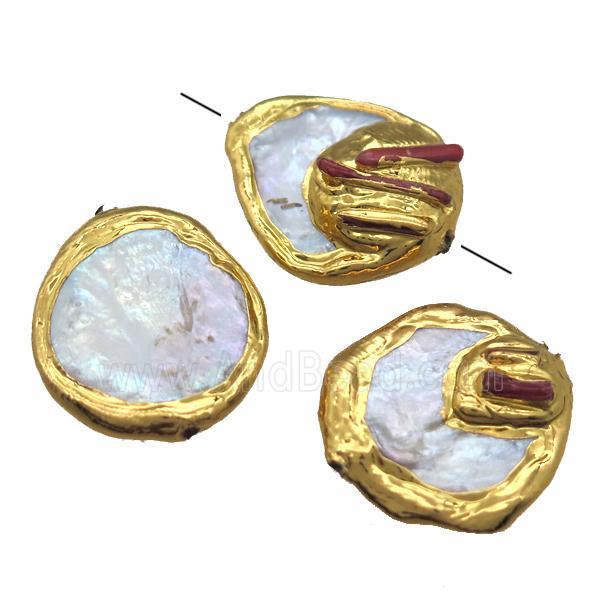 natural pearl beads, freeform, gold plated
