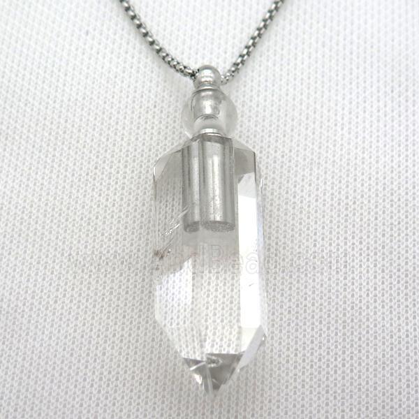 Clear Quartz perfume bottle Necklace