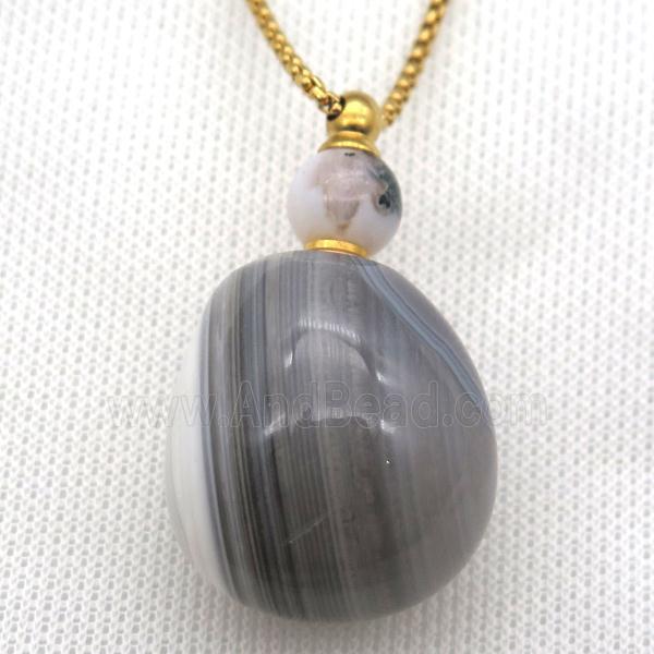 Botswana Agate perfume bottle Necklace